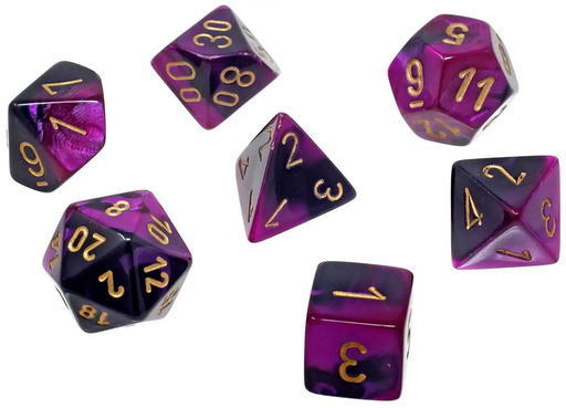Chessex: Black-Purple/Gold Mini 7-Die Set Dice & Gaming Accessories Chessex