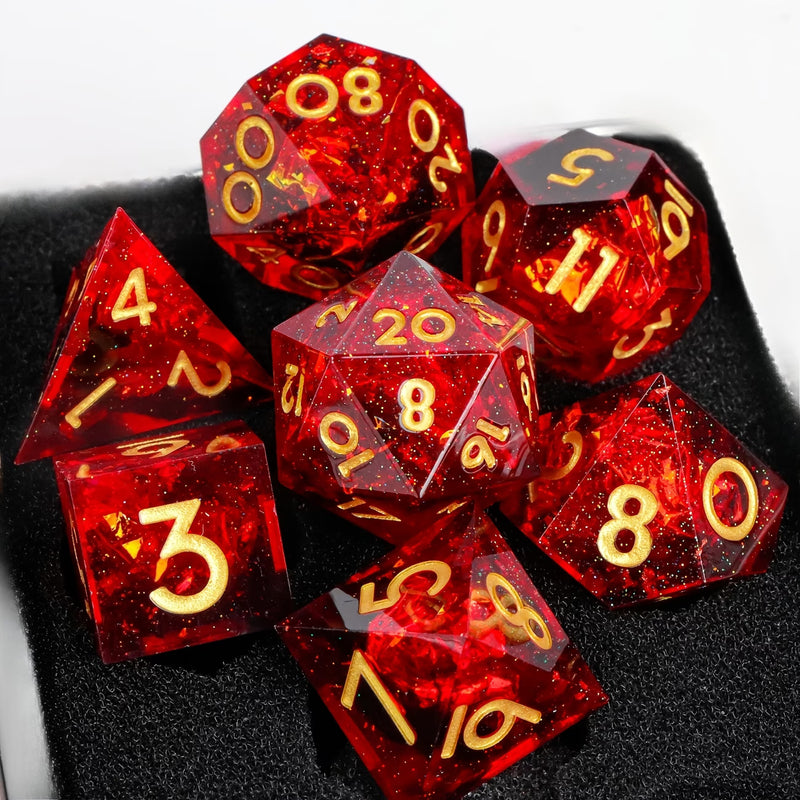 Seriously Good Dice: 7 Die Set Galaxy Red/Black w/ Gold Dice & Gaming Accessories Taps Imports