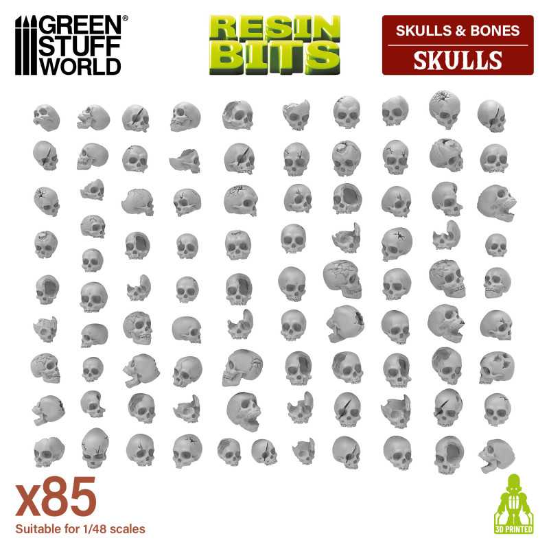 Green Stuff World: Resin - Skulls 1:48-1:35 Model Tools & Glue Green Stuff World