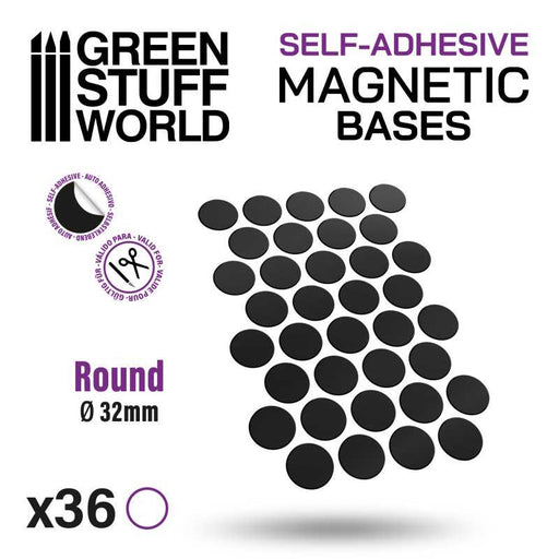 Green Stuff World: Round Magnetic Sheet SELF-ADHESIVE - 32mm Model Tools & Glue Green Stuff World