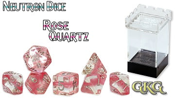 Gate Keeper Games: "Rose Quartz” Neutron Dice 7-Die Set Dice & Gaming Accessories Gate Keeper Games