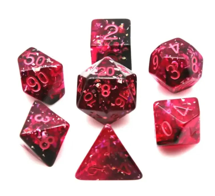 Taps Games: Resin Dice Transparent Red 7-Die Set Dice & Gaming Accessories Taps Imports
