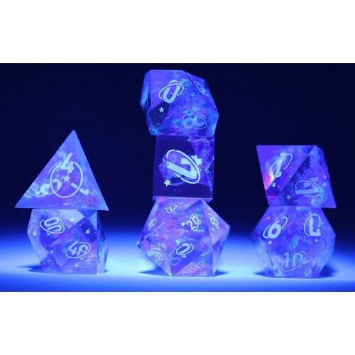 Sirius Dice: Sharp-Edged 7-Die Dice Set Cloak and Dagger - Purple Dice & Gaming Accessories Sirius Dice