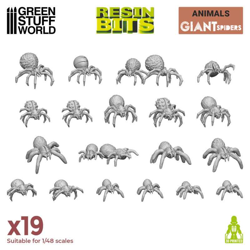Green Stuff World: 3D printed set - Large Spiders Model Tools & Glue Green Stuff World