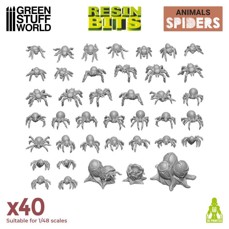 Green Stuff World: 3D printed set - Small Spiders Model Tools & Glue Green Stuff World
