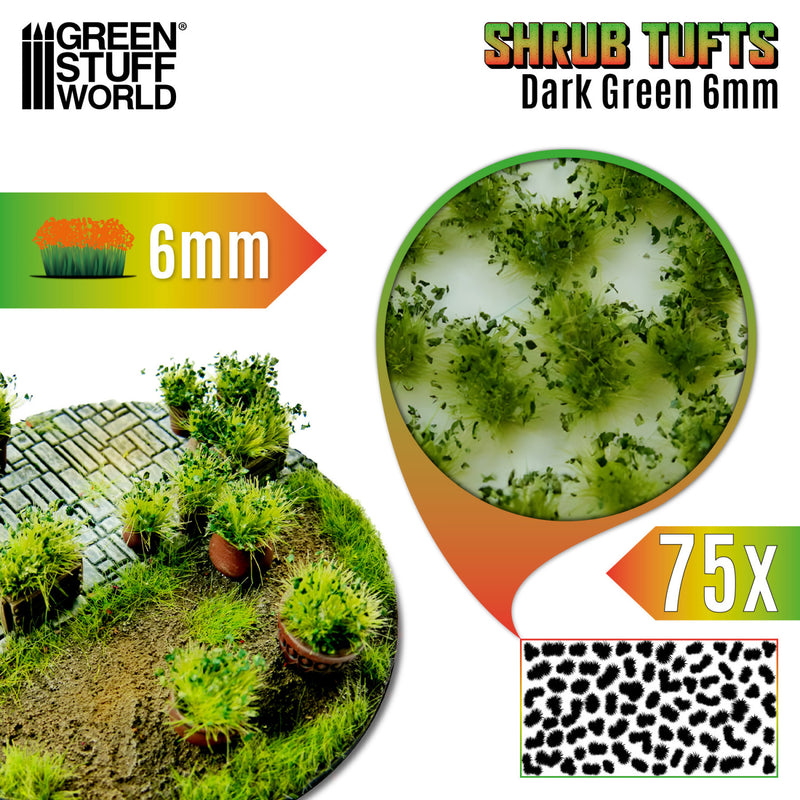Green Stuff World: Shrub Tufts - Dark Green 6mm
