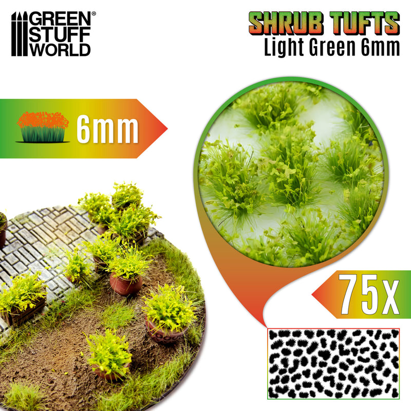 Green Stuff World: Shrub Tufts - Light Green 6mm