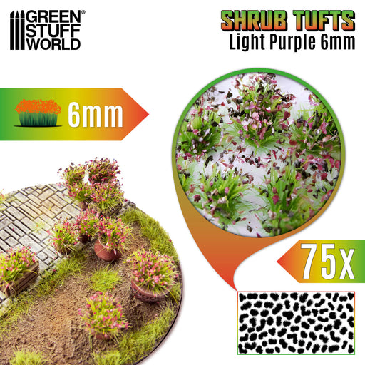 Green Stuff World: Tufts Shrubs - Light Purple - 6mm Paint, Tools and Bases Green Stuff World