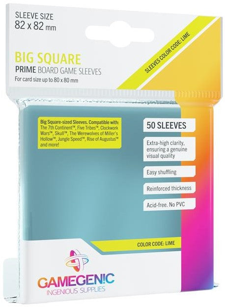 Gamegenic: Board Game Sleeves - Prime Big Square 50Ct (82mm x 82mm) Board Game Sleeves Gamegenic
