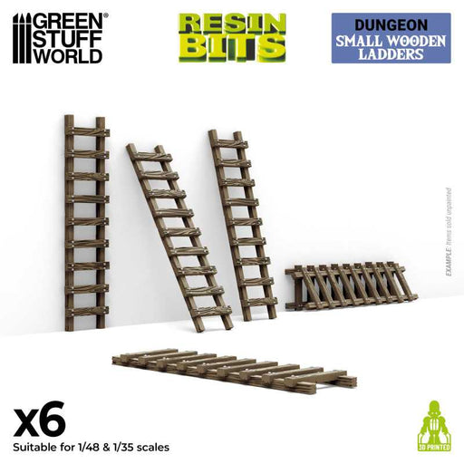 Green Stuff World: 3D printed set - Small Wooden Ladders 1:48-1:35 Model Tools & Glue Green Stuff World