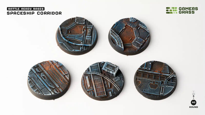 Gamer's Grass: Battle Ready Bases - Spaceship Corridor Round 40mm Basing Materials Gamer's Grass