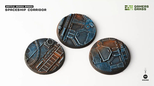 Gamer's Grass: Battle Ready Bases - Spaceship Corridor Round 50mm 3x Basing Materials Gamer's Grass