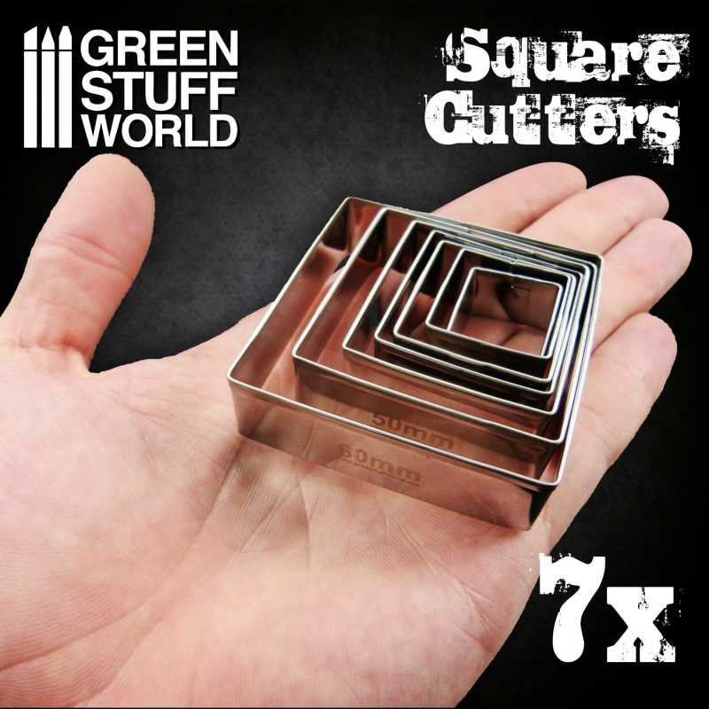 Green Stuff World: Squared Cutters for Bases 7ct (Rounded Corners) Model Tools & Glue Green Stuff World