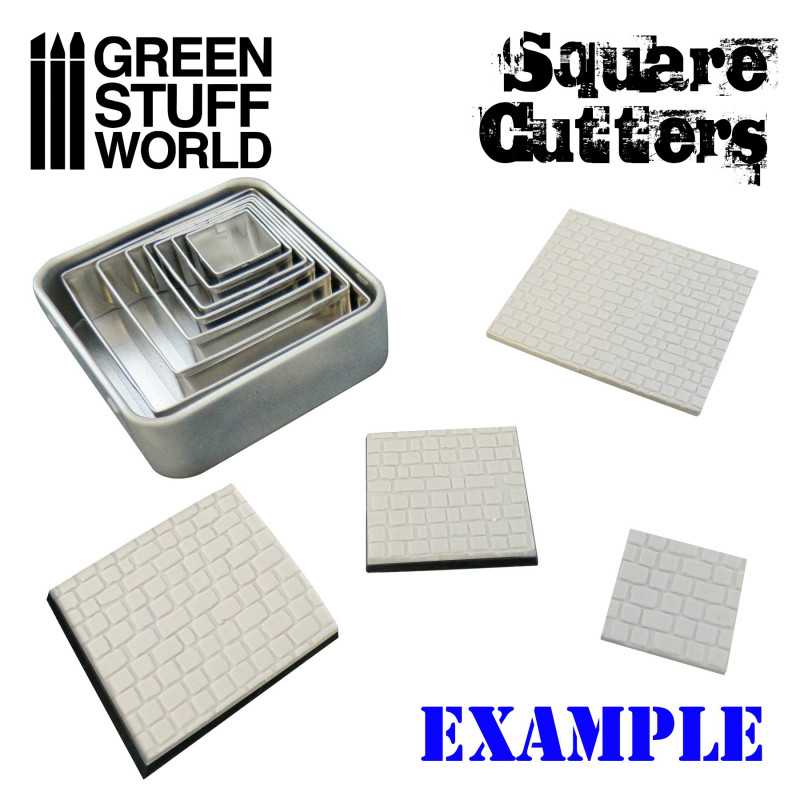 Green Stuff World: Squared Cutters for Bases 7ct (Rounded Corners) Model Tools & Glue Green Stuff World