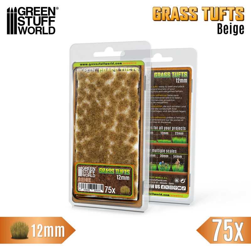 Green Stuff World: Grass Tufts - Beige 12mm 75x Basing Materials Green Stuff World
