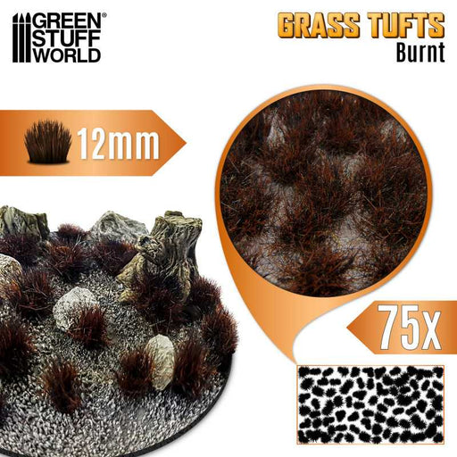Green Stuff World: Grass Tufts - Burnt 12mm 75x Basing Materials Green Stuff World