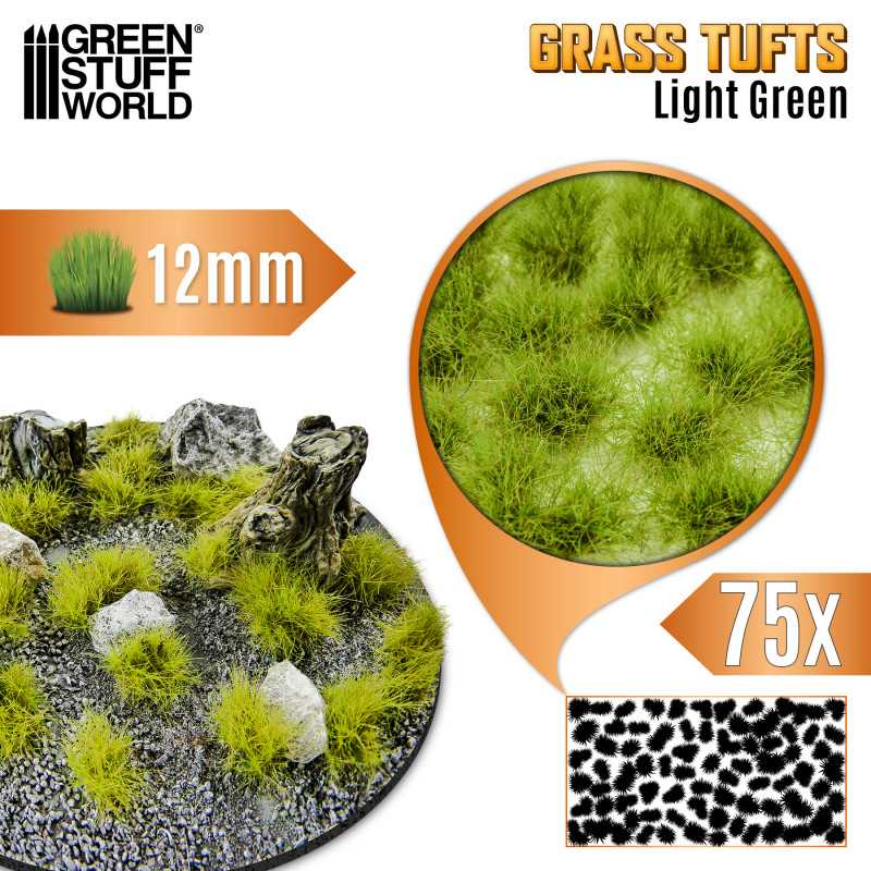 Green Stuff World: Grass Tufts - Light Green 12mm Basing Materials Green Stuff World