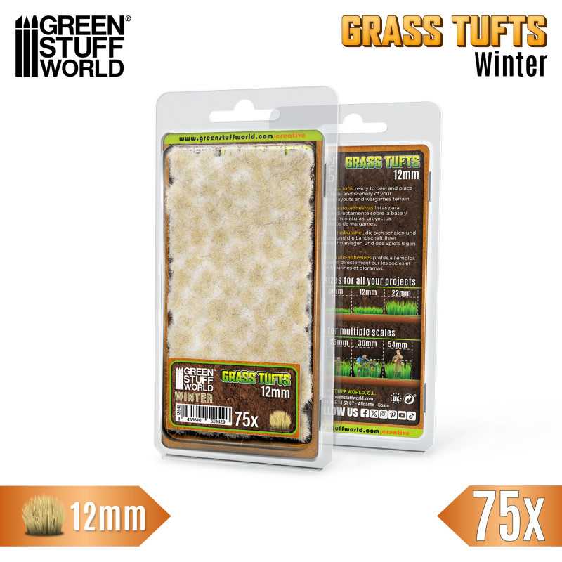 Green Stuff World: Grass Tufts - Winter 12mm 75x Basing Materials Green Stuff World