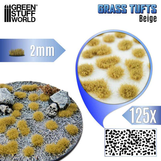 Green Stuff World: Static Grass Tufts - Beige 2mm 125x Basing Materials Green Stuff World