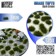 Green Stuff World: Grass Tufts - Dark Green 2mm 125x Basing Materials Green Stuff World