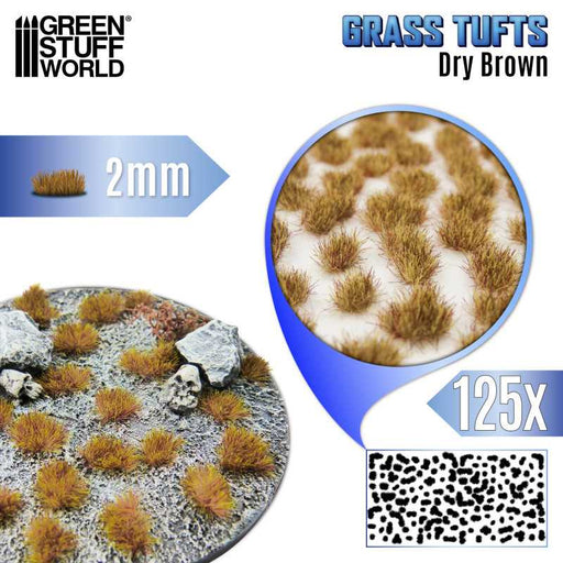 Green Stuff World: Grass Tufts - Dry Brown 2mm 125x Basing Materials Green Stuff World