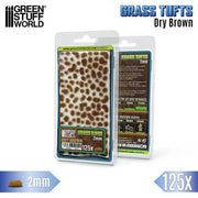 Green Stuff World: Grass Tufts - Dry Brown 2mm 125x Basing Materials Green Stuff World