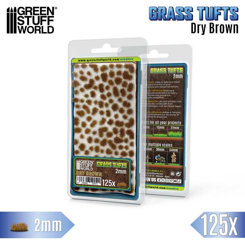 Green Stuff World: Grass Tufts - Dry Brown 2mm 125x Basing Materials Green Stuff World