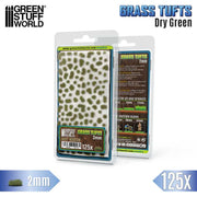 Green Stuff World: Grass Tufts - Dry Green 2mm 125x Basing Materials Green Stuff World