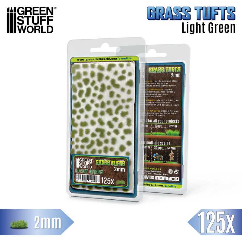 Green Stuff World: Grass Tufts - Light Green 2mm 125x Basing Materials Green Stuff World