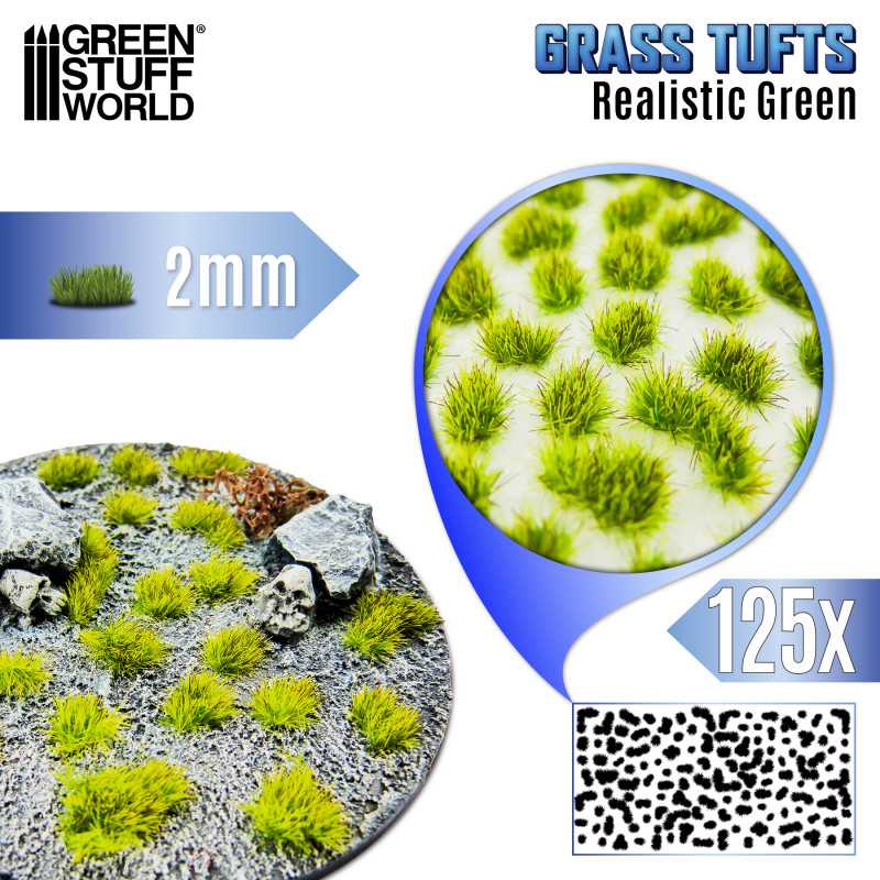 Green Stuff World: Grass Tufts - Realistic Green 2mm Basing Materials Green Stuff World