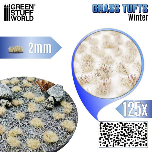 Green Stuff World: Grass Tufts - Winter 2mm 125x Basing Materials Green Stuff World
