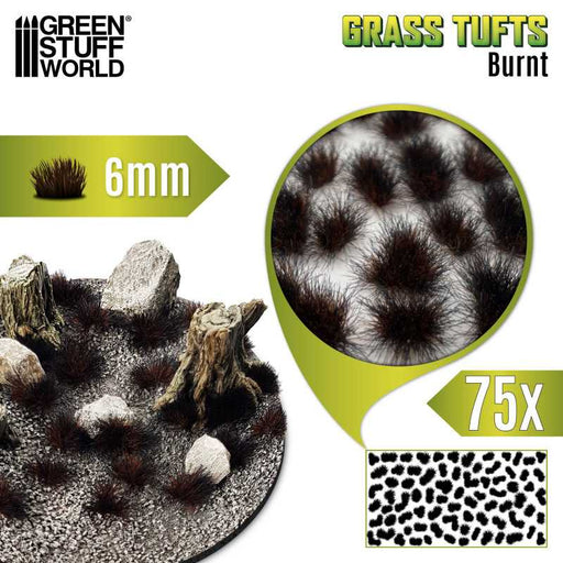 Green Stuff World: Grass Tufts - Burnt 6mm 75x Basing Materials Green Stuff World