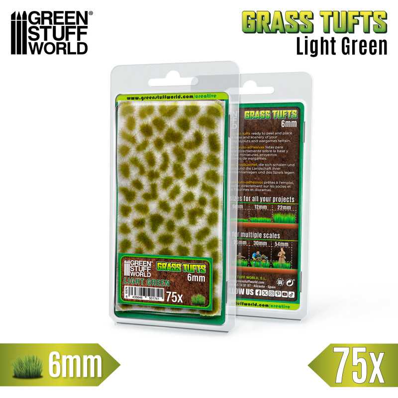 Green Stuff World: Grass Tufts - Light Green 6mm 75x Basing Materials Green Stuff World
