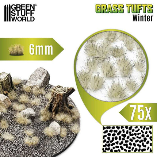 Green Stuff World: Grass Tufts - Winter 6mm 75x Basing Materials Green Stuff World