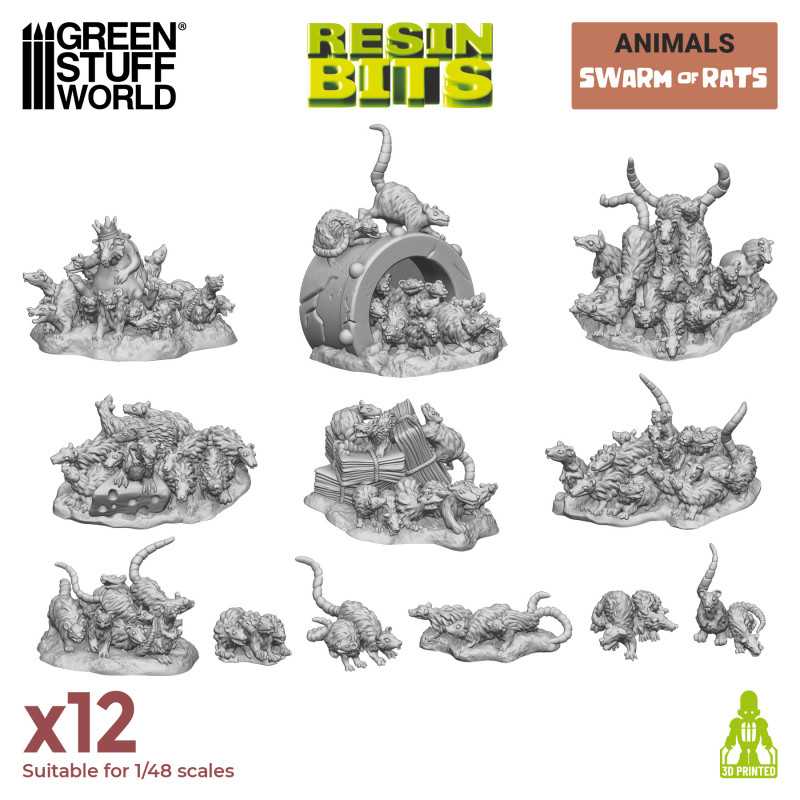 Green Stuff World: 3D printed set - Swarm of Rats Model Tools & Glue Green Stuff World