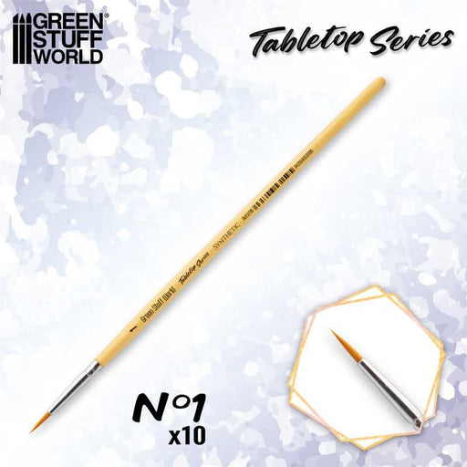 Green Stuff World: TABLETOP SERIES Synthetic Brush Set 1 (Pack of 10) Hobby Brushes Green Stuff World