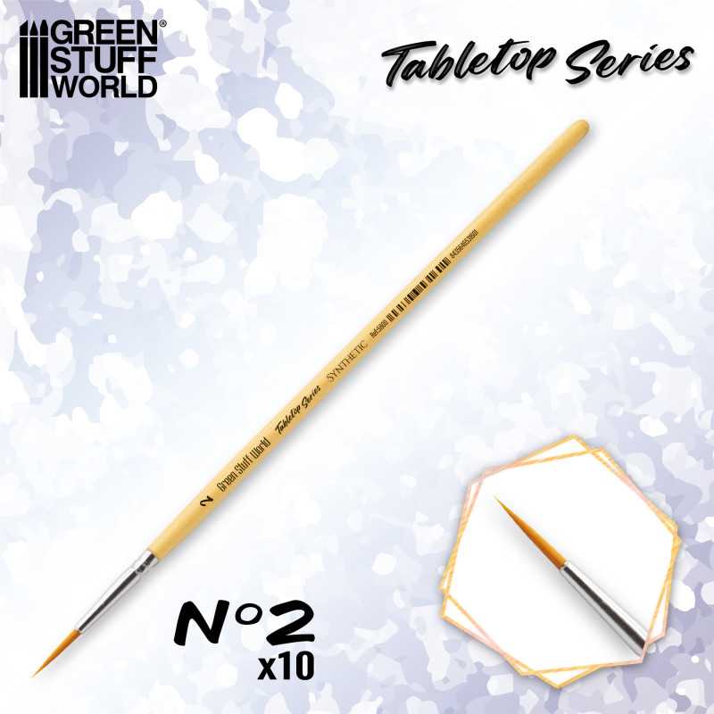 Green Stuff World: Tabletop Sseries Synthetic Brush Set 2 (Pack of 10) Hobby Brushes Green Stuff World