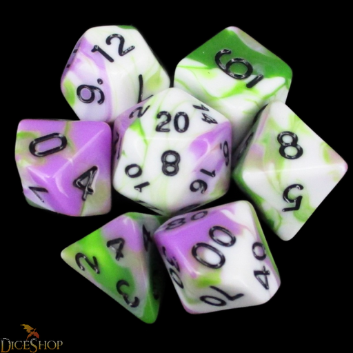 Seriously Good Dice: Fantastic Marble 7 Die Set "Toxic Waste" Dice & Gaming Accessories Taps Imports