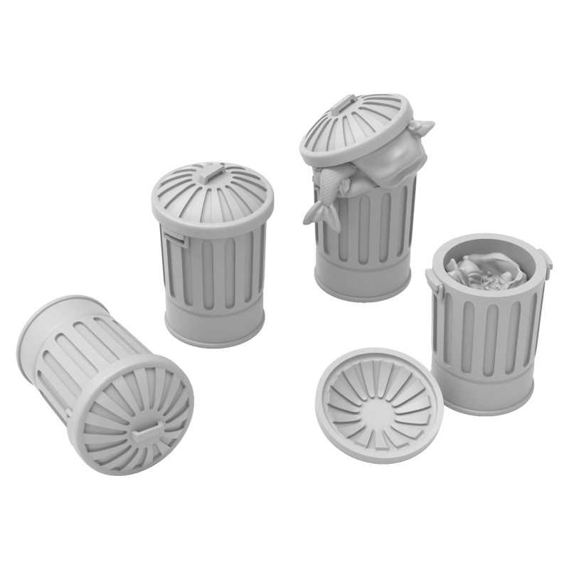 Green Stuff World: 3D printed set - Trash Cans 1:48 Model Tools & Glue Green Stuff World