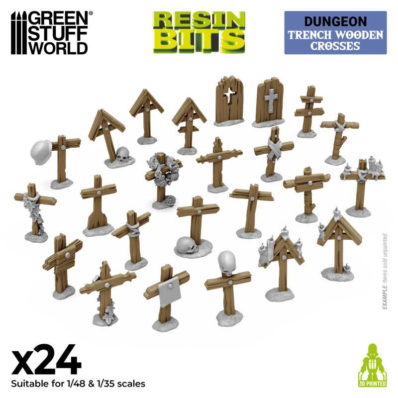 Green Stuff World: 3D printed set - Trench Wooden Crosses 1:48-1:35 Model Tools & Glue Green Stuff World