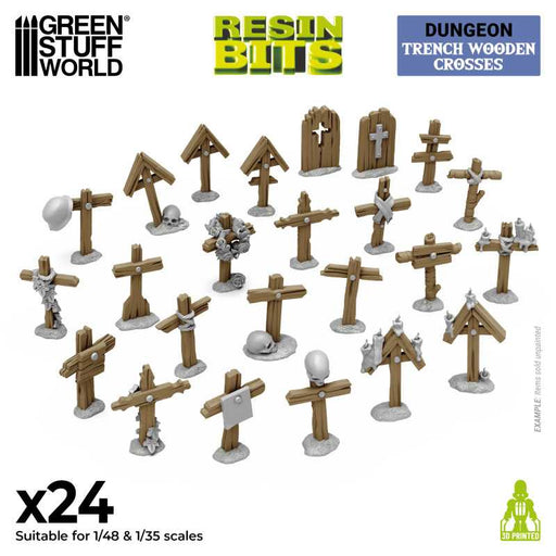 Green Stuff World: 3D printed set - Trench Wooden Crosses 1:48-1:35 Model Tools & Glue Green Stuff World