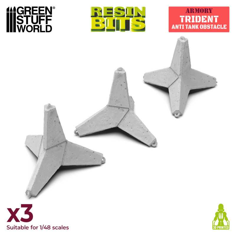 Green Stuff World: 3D printed set - Trident Anti Tank Obstacle Model Tools & Glue Green Stuff World