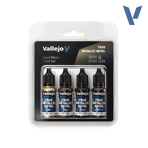 Vallejo: True Metallic Metal 77258 Aged Metal Paint Set Model Paints Vallejo