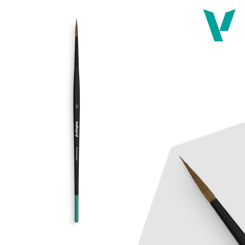 Vallejo: B01003 #3 Pro Model Natural Hair Round Brush Hobby Brushes Vallejo