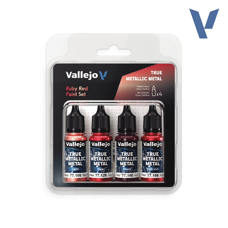 Vallejo: True Metallic Metal 77254 Ruby Red Paint Set Model Paints Vallejo