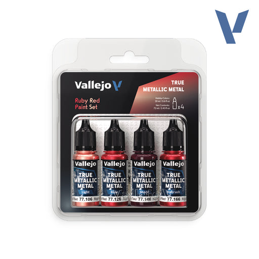 Vallejo: True Metallic Metal 77254 Ruby Red Paint Set Model Paints Vallejo