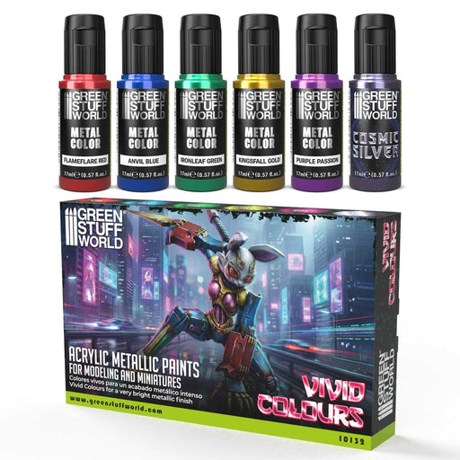 Green Stuff World: Vivid Metallic Paints Set Model Tools & Glue Green Stuff World