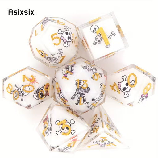 Seriously Good Dice: White Skull 7 Die Set Dice & Gaming Accessories Taps Imports