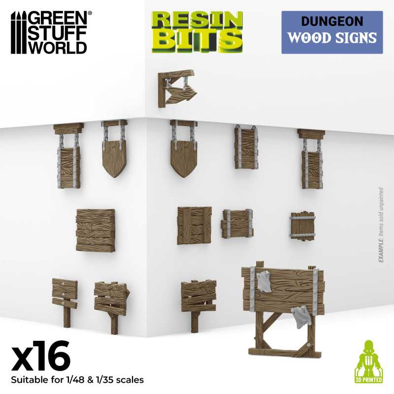 Green Stuff World: 3D printed set - Wood Signs 1:48-1:35 Model Tools & Glue Green Stuff World