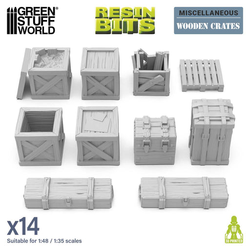 Green Stuff World: 3D Printed Set - Wooden Crates 1:48 Model Tools & Glue Green Stuff World